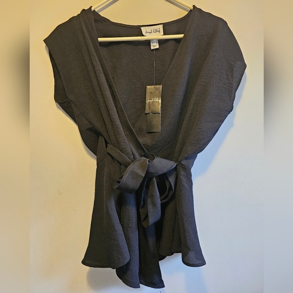 Joseph Ribkoff Black Wrap Top - Picture 2 of 5